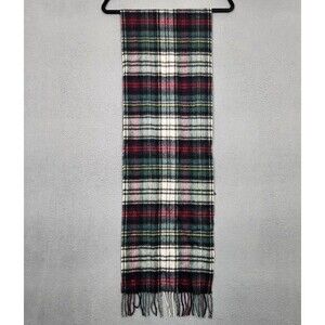 Louisa Perini 100% Cashmere Tartan Plaid Scarf Holiday